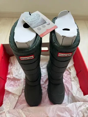 [ 새상품 ] HUNTER 스노우 부츠 톨 그린