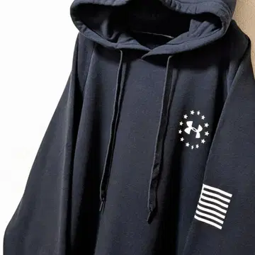 언더아머 로고 후드 맨투맨 블랙 XL 구제 의류 USA