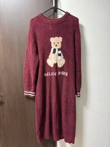 GELATO PIQUE 와인 레드 룸웨어 곰