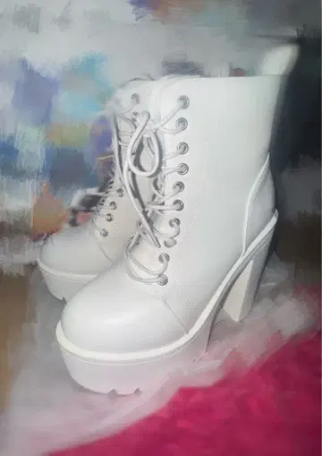 화이트 부츠 통굽 13cm