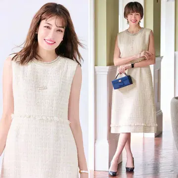 체스티 Chesty 라인 비쥬 트위드 원피스 펄