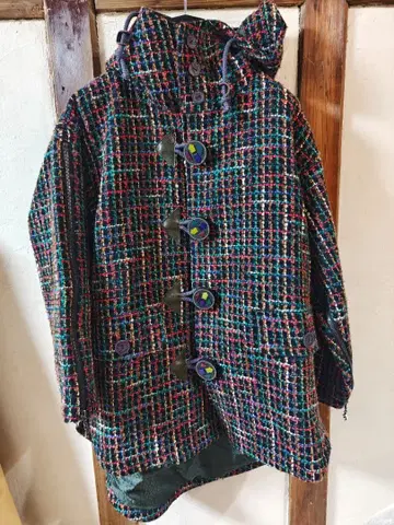 hazama 컬러풀 트위드 더플 코트