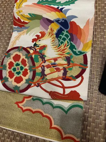 앤티크 손톱 장식 봉황 마루 오비 순수 실크