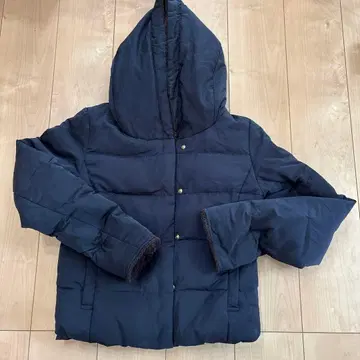 Discoat 후드 부착 다운 자켓 네이비 M