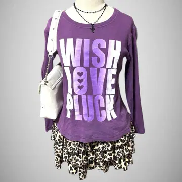 T셔츠 긴팔 퍼플 그런지 헤이세이 갸루 피치티 Y2K 롱티