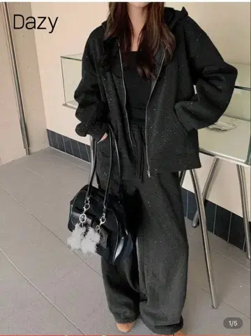 Dazy 키라키라 맨투맨 셋업 그레이 M