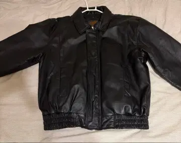 90s 천연 가죽 봄버 자켓 짧은 기장 블랙 빈티지