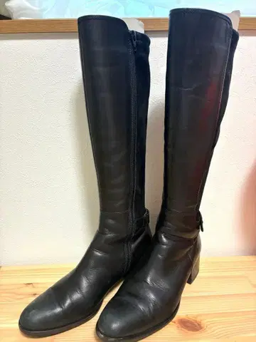 ing 롱 부츠 바이컬러 천연 가죽 24cm 로우힐