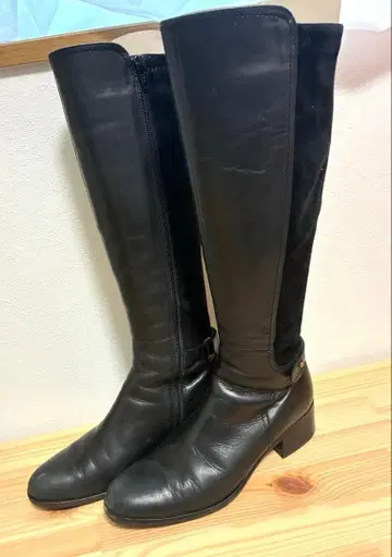 ing 롱 부츠 바이컬러 천연 가죽 24cm 로우힐