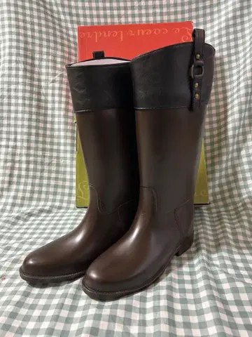 Le coeur tendre 롱 레인부츠 M 23.5 브라운/블랙