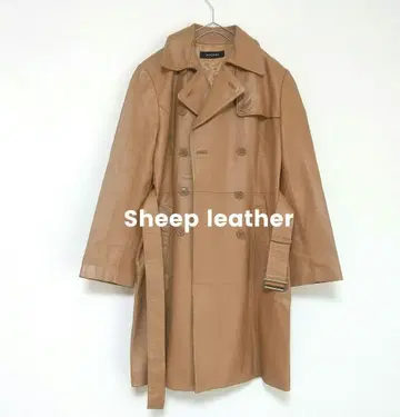 베이지 가죽 트렌치 더블 브레스트 LEATHER DOUBLE COAT