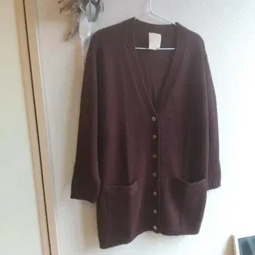 알파카 100% 와인 레드 가디건 사이즈 F