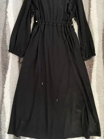 벌룬 소매 롱 원피스 S 블랙 긴팔 마우지