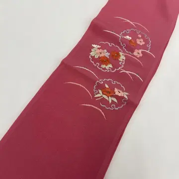 6721 핑크 장식용 깃 자수 후리소데 호몬기 순수 실크 눈꽃 무늬