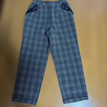 adabat 여성 팬츠 겨울 상품 그레이 체크 무늬 M