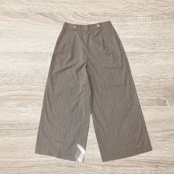 와이드 팬츠 골드 버튼 여성용 L 스트라이프 깔끔 캐주얼