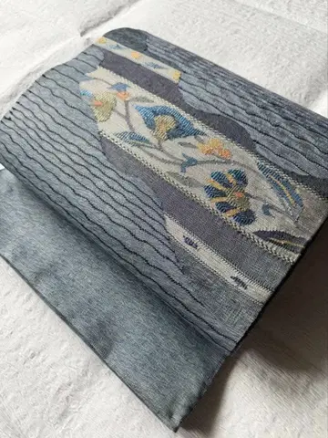 새상품급 순수 실크 후쿠로 오비 북 패턴 지 요로케 직조 몰 자수