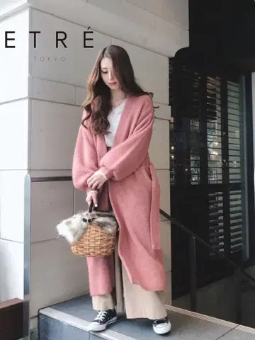 새상품급 ETRE TOKYO 에트레토쿄 헤어리 니트 코트 모헤어 혼방