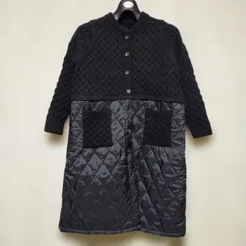 새상품 여성용 퀼팅 코트 니트 절개 코트 블랙 택 포함