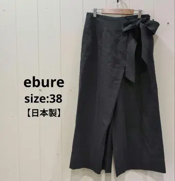 에브르 ebure 일본제 마 혼방 랩 스타일 와이드 팬츠 블랙 38