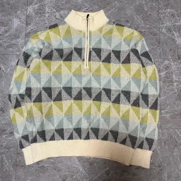 SALVATORE VINCI 기하학 패턴 하이넥 스웨터 캐시미어 혼방 M