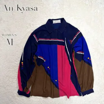 올 패턴 셔츠 빈티지 일본제 개성있는 아트 패턴 히든 버튼 레트로 화려한