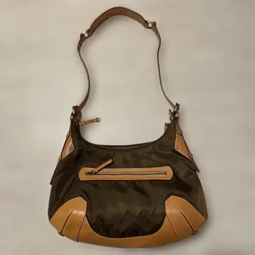 몬타나 브라운 나일론 가죽 숄더백