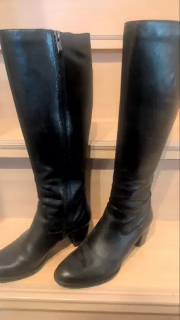 Marie Club 블랙 롱 부츠 중간 힐 23cm