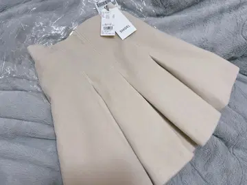 허리 리브 플리츠 미니 스커트