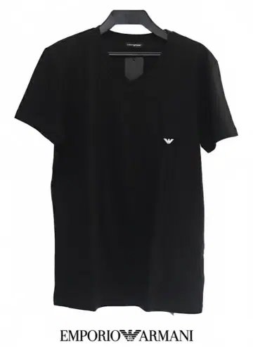 EMPORIO ARMANI 블랙 V넥 티셔츠