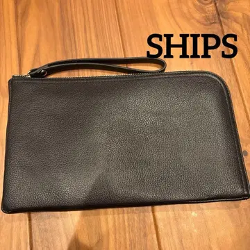 SHIPS 가죽 클러치백 블랙