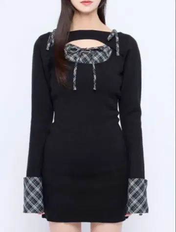 bubbles 오픈 리본 체크 원피스 버블스