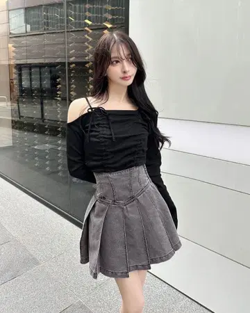 그레이 플리츠 스커트 M Rady