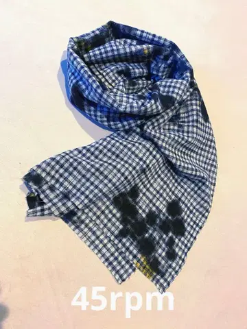 45rpm 대형 울 스톨 다크 네이비 x 흑먹색 미사용품