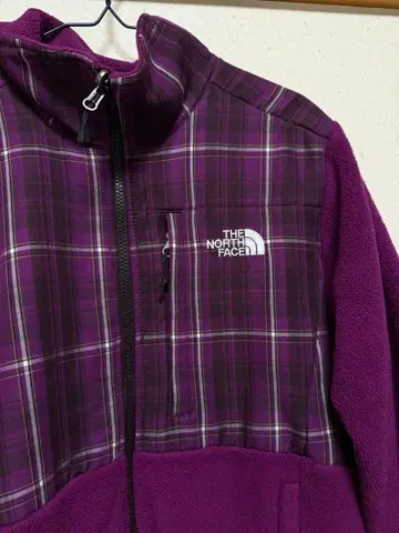 THE NORTH FACE 보라색 체크 무늬 플리스 자켓