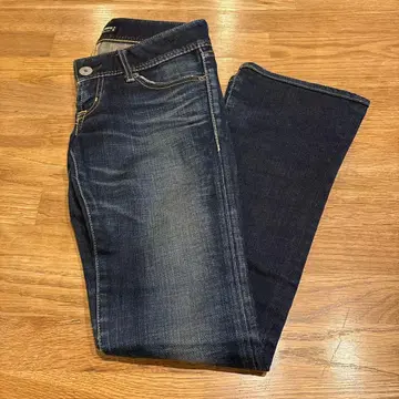 moussy vintage W25 플레어 부츠컷 다크 네이비 가죽 패치