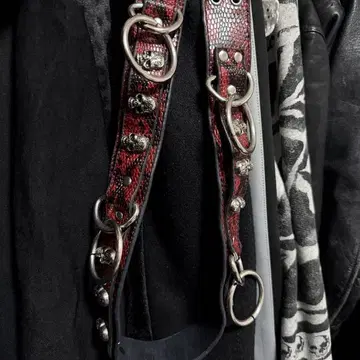 SEXPOT 뱀 가죽 스컬 장식 벨트 반지