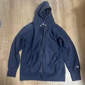 챔피온 리버스 위브 다크 네이비 지퍼 후드티 크롭 y2k