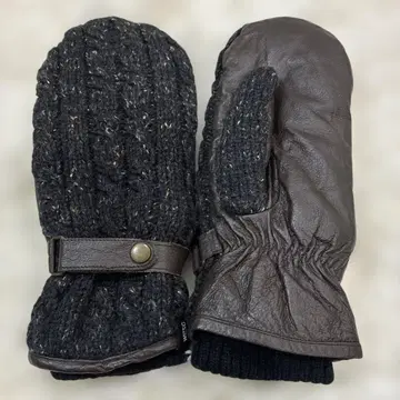 레어 [ wesc ] 믹스 컬러 케이블 니트 x 가죽 장갑 미튼