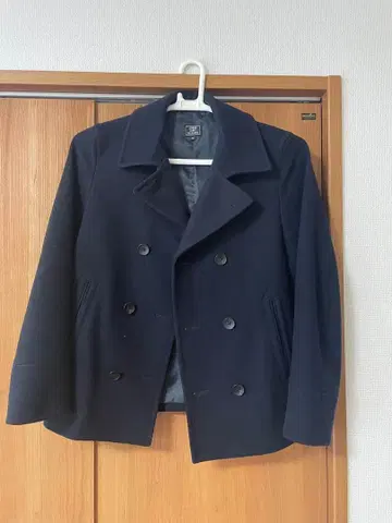 GREEN LABEL RELAXING 네이비 더블 브레스트 피 코트 M