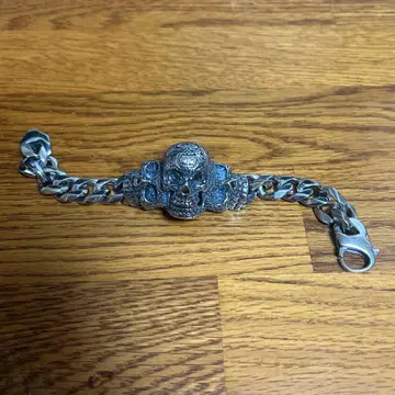 스컬 디자인 실버 체인 팔찌