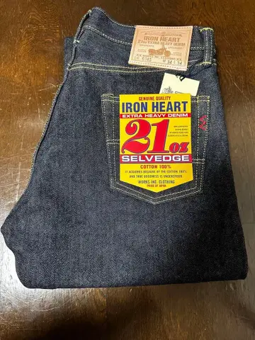 IRON HEART 21oz SELVEDGE 스트레이트 데님 W34