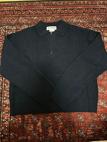 TTT_MSW Zipup knit polo shirt NAVY