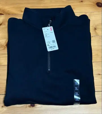 UNIQLO 유니클로 맨투맨 하프 지퍼 블랙 XL