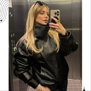 [SNS 인기! 완판템] ZARA 페이크 가죽 자켓, M 사이즈