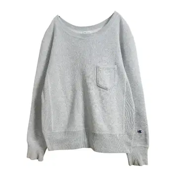 챔피온 가슴 포켓 청단 택 맨투맨 리버스 위브 그레이