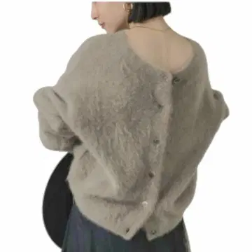 미사용급 라운지 드레스 퍼 캐시미어 2way 니트 가디건