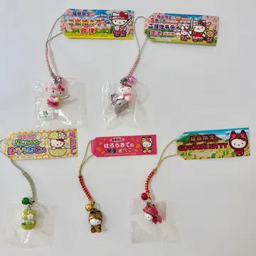 지역 한정 키티 끈 스트랩 5개 묶음 판매 후쿠시마 한정 아이즈 백호대