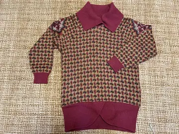 세련된 기하학 패턴 하이넥 니트 사이즈 42 다크 핑크