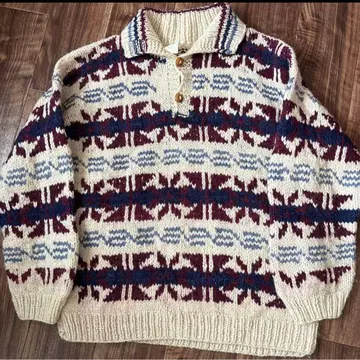 에콰도르제 빈티지 울 핸드 니트 스웨터 usa 구제 의류 90s